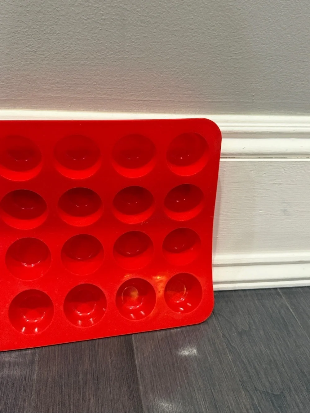 Red Silicone 24 Slot Mini Muffin/Candy Mold Tray Baking Cooking